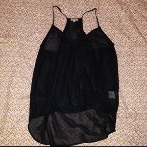 Sheer shimmery black tank top